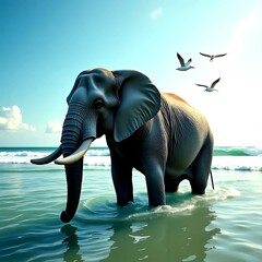 elephant in the water.