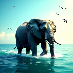 elephant in the water.