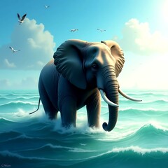 elephant in the water.