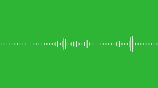 White digital audio waveform equalizer on green screen background. Line digital minimalist voice and soundtrack audio waveform equalizer. Dynamic equalizer visual effect. audio wave digital frequency.
