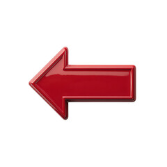 Red glossy left arrow isolated on transparent background