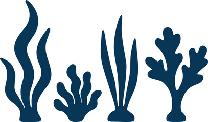 aquatic seaweed collection icon silhouette design vector illustration