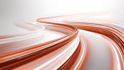 Obraz premium Abstract curves in warm colors. Smooth flowing lines of reddish-orange and white create a dynamic, three-dimensional, architectural design