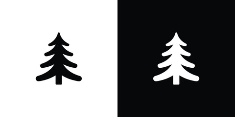 Fototapeta premium Black and White Illustration Fir Tree Silhouette with Inverted Color Scheme for Design