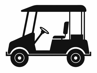 Golf cart black vector silhouette