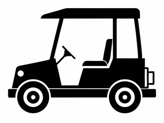 Golf cart black vector silhouette