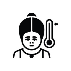 Black solid icon for high temperature