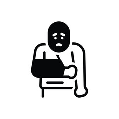 Black solid icon for bone fracture