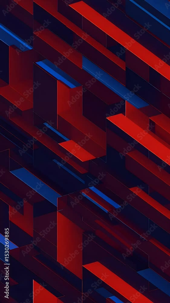 Poster abstract background red blue blocks lines geometric pattern