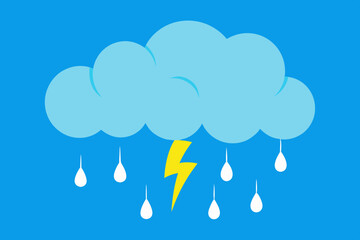 Stormy Weather Illustration Rain Clouds, Lightning, and Drizzle