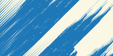 Grunge grainy blue brush stroke with spray texture. Hand drawn distress damaged vintage banner with zigzag bold line. Rough thick brush stroke texture. Spray paint  modern arts