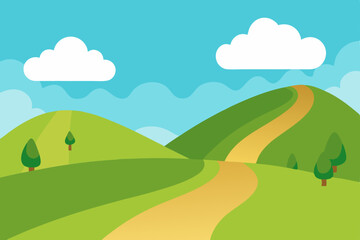 Obraz premium Serene Rolling Hills Landscape A Picturesque Winding Road Journey