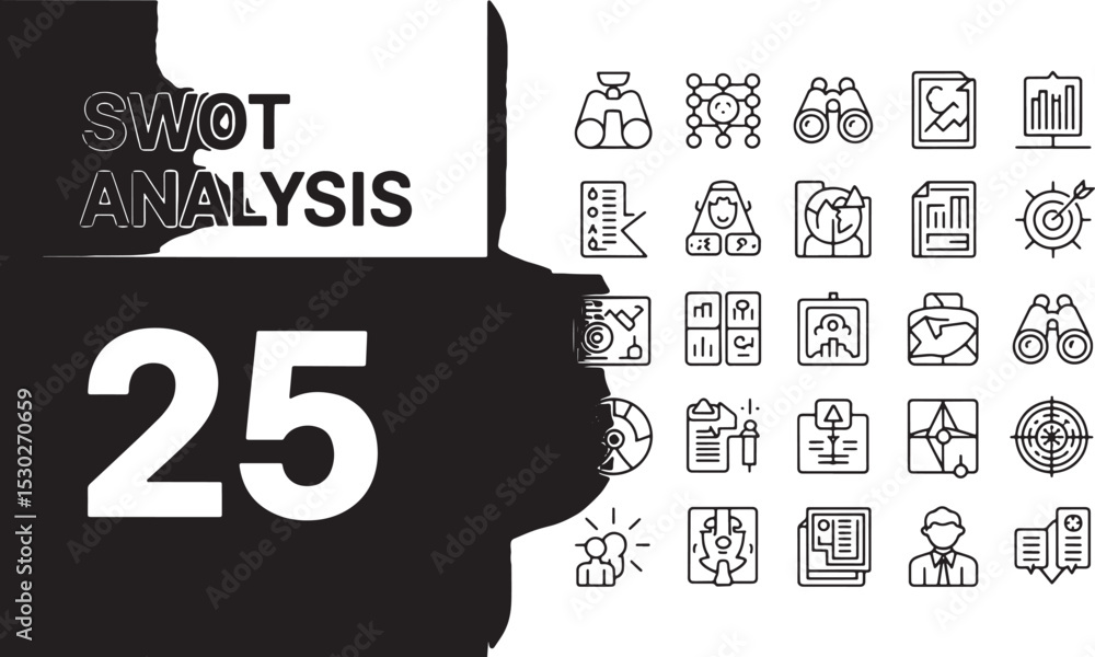 Poster swot analysis editable icons set. vector illustration in modern thin line style of business related 