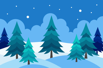 Fototapeta premium Enchanted Winter Wonderland Snowy Landscape with Pine Trees