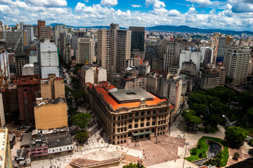 Sao Paulo, Brazil, January 12, 2012. Aerial view of the city, the Anhangabau Valley and the Post...