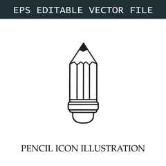 Pencil Icon Black and White Vector Design Image Illustration
