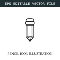 Pencil Icon Black and White Vector Design Image Illustration
