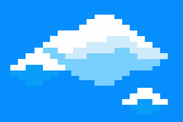 Obraz premium Pixel Art Clouds 8-bit Sky, Digital Cloud Illustration