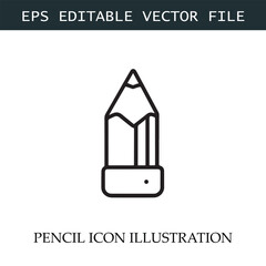 Pencil Icon Black and White Vector Design Image Illustration
