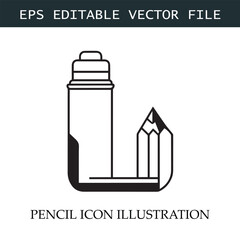 Pencil Icon Black and White Vector Design Image Illustration
