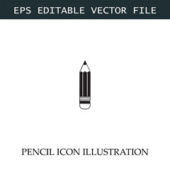 Pencil Icon Black and White Vector Design Image Illustration
