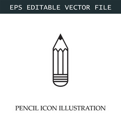 Pencil Icon Black and White Vector Design Image Illustration
