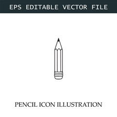 Pencil Icon Black and White Vector Design Image Illustration
