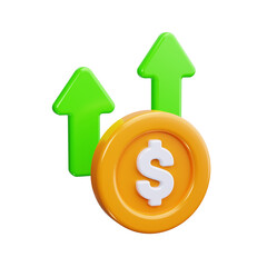 Upward Arrow with Dollar 3d render icons