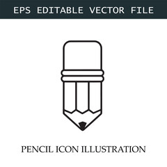 Pencil Icon Black and White Vector Design Image Illustration
