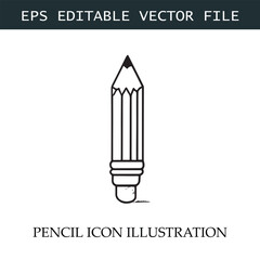 Pencil Icon Black and White Vector Design Image Illustration
