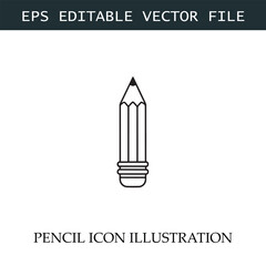 Pencil Icon Black and White Vector Design Image Illustration
