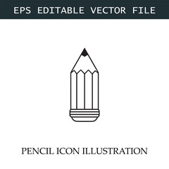 Pencil Icon Black and White Vector Design Image Illustration
