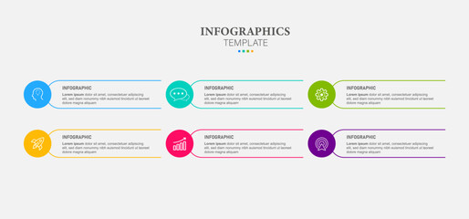 6 tabs Presentation business infographic template vector.