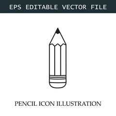 Pencil Icon Black and White Vector Design Image Illustration
