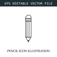 Pencil Icon Black and White Vector Design Image Illustration
