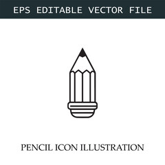 Pencil Icon Black and White Vector Design Image Illustration
