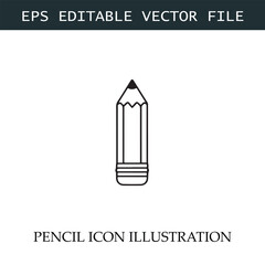 Pencil Icon Black and White Vector Design Image Illustration
