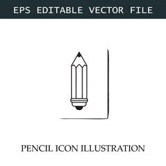 Pencil Icon Black and White Vector Design Image Illustration
