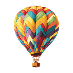 Naklejka premium Colorful Hot Air Balloon with Person in Basket Geometric Pattern Design