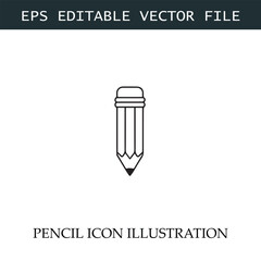 Pencil Icon Black and White Vector Design Image Illustration
