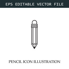 Pencil Icon Black and White Vector Design Image Illustration
