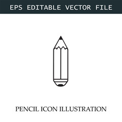 Pencil Icon Black and White Vector Design Image Illustration
