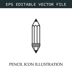 Pencil Icon Black and White Vector Design Image Illustration
