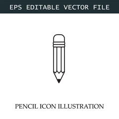 Pencil Icon Black and White Vector Design Image Illustration
