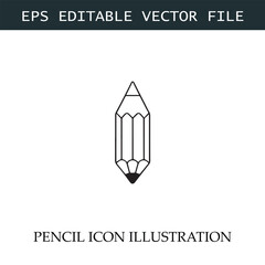 Pencil Icon Black and White Vector Design Image Illustration
