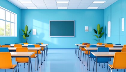 Futuristic Classroom, Digital Learning, Clean Design