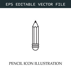 Pencil Icon Black and White Vector Design Image Illustration
