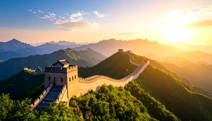 Three children are seen walking, arm in arm, on the path to school, with their backpacks at sunset.