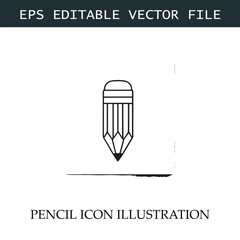 Pencil Icon Black and White Vector Design Image Illustration
