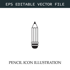Pencil Icon Black and White Vector Design Image Illustration
